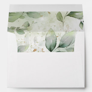 Enveloppe Mariage de feuillage doré chic vert