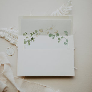 Enveloppe Mariage de feuillage Gold Confetti Eucalyptus