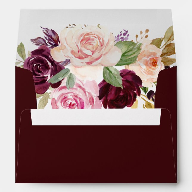 Enveloppe Mariage de feuillage végétal rustique (Dos (Bas))