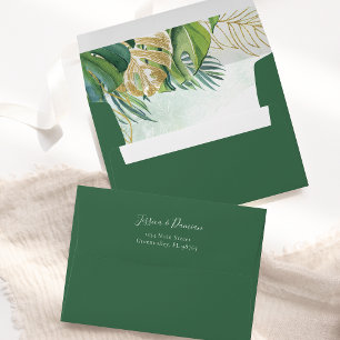 Enveloppe Mariage de feuillage vert Feuille Tropical