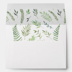 Enveloppe Mariage de feuille verte aquarelle
