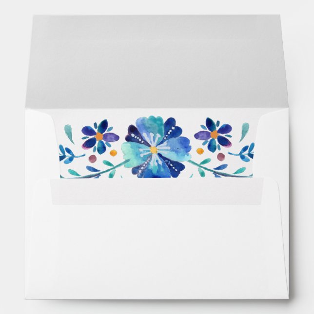 Enveloppe Mariage de fiesta bleu et blanc (Dos (Bas))