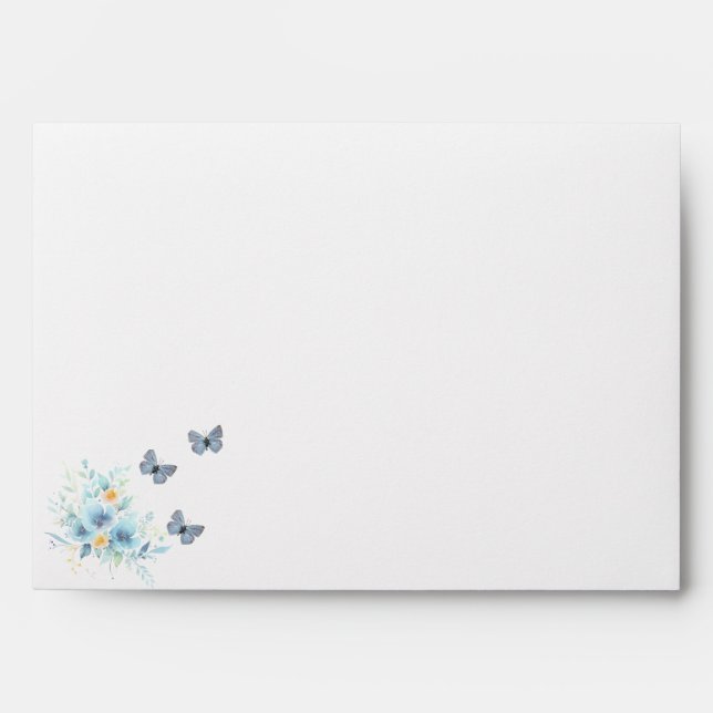 Enveloppe "Mariage de fleurs colorées d'aquarelle bleu (Devant)