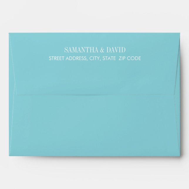 Enveloppe Mariage de fleurs de magnolia turquoise | A7 (Dos (Haut rabat))
