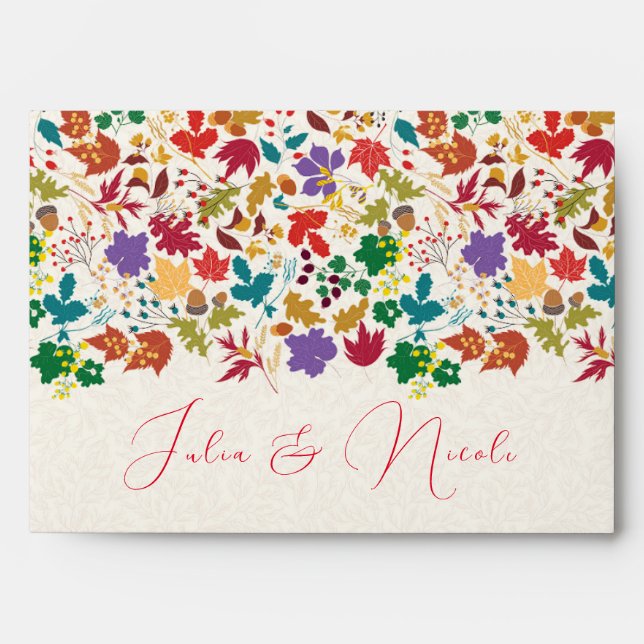 Enveloppe Mariage de fleurs de prés pourpre jaune moutarde d (Devant)