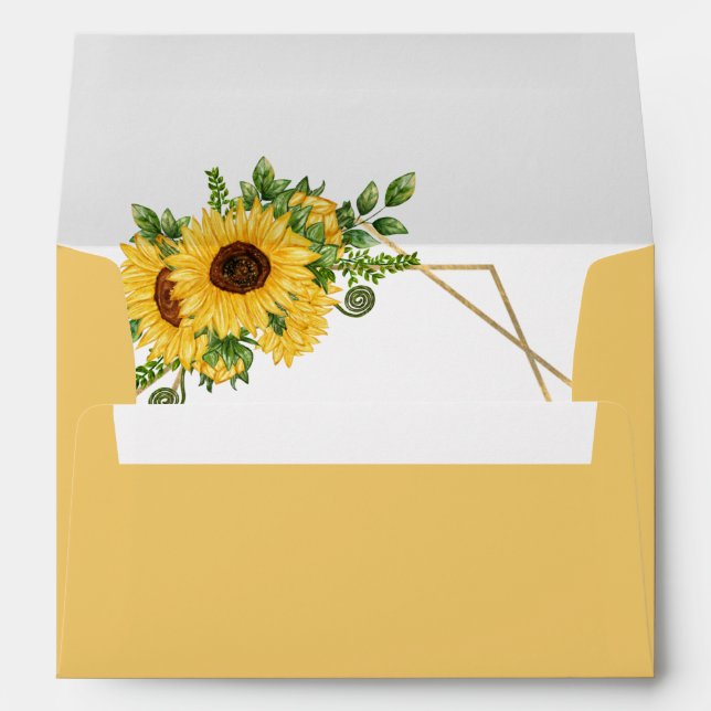 Enveloppe Mariage de fleurs de tournesol géométrique or (Dos (Bas))