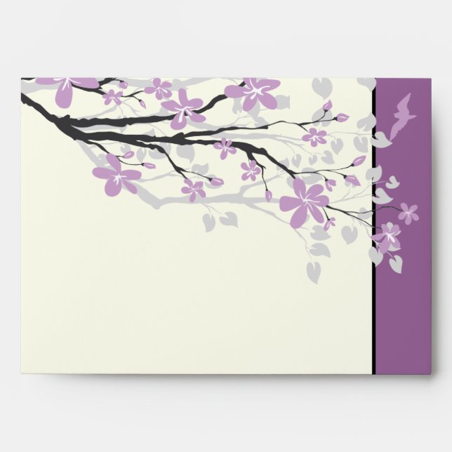 Enveloppe mariage de fleurs pourpres de la branche (Devant)
