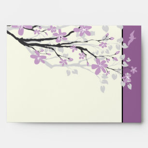 Enveloppe mariage de fleurs pourpres de la branche