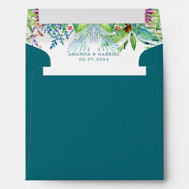 Enveloppe Mariage de fleurs tropicales (Dos (Bas))