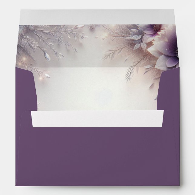 Enveloppe Mariage de floraison hivernale d'Améthyste d'argen (Dos (Bas))