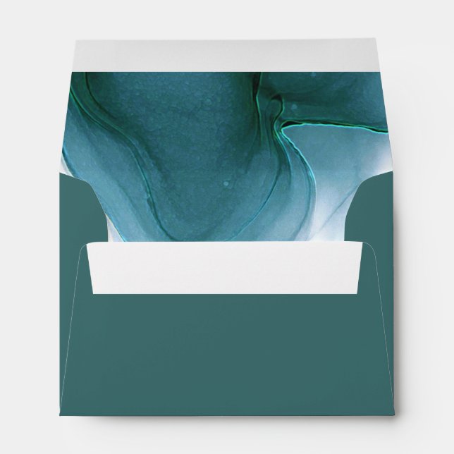 Enveloppe Mariage de flux d'encre noir Turquoise ID762 (Dos (Bas))