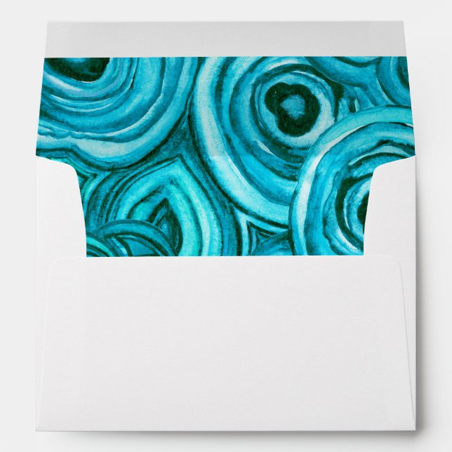 Enveloppe Mariage de géoode moderne| Bleu et turquoise (Dos (Bas))