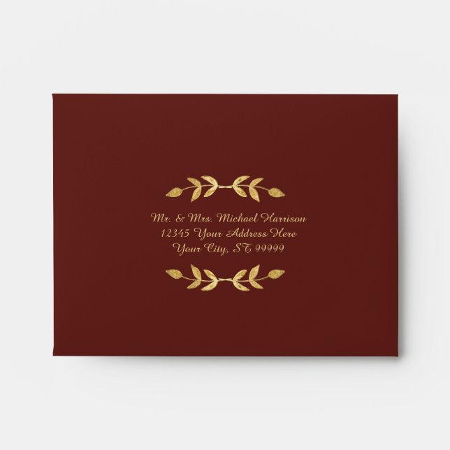 Enveloppe Mariage de germe de germe d'or de Bourgogne RSVP (Devant)