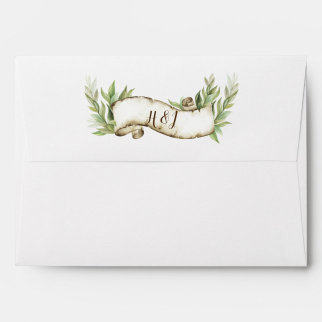 Enveloppe Mariage de la bannière des Feuilles de White Rusti (Dos (Haut rabat))