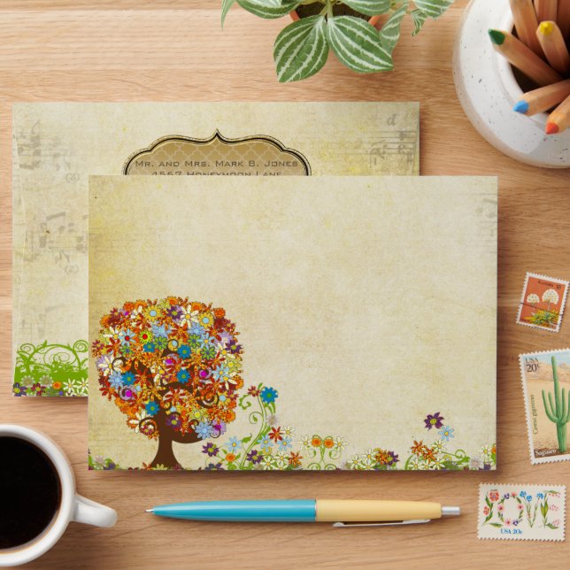 Enveloppe Mariage de la branche côté forêt enchantée (Desk)