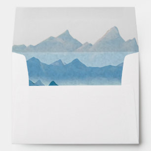 Enveloppe Mariage de la chaîne de montagnes de couleur bleu 