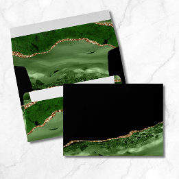 Enveloppe Mariage de la géode verte Gold Agate