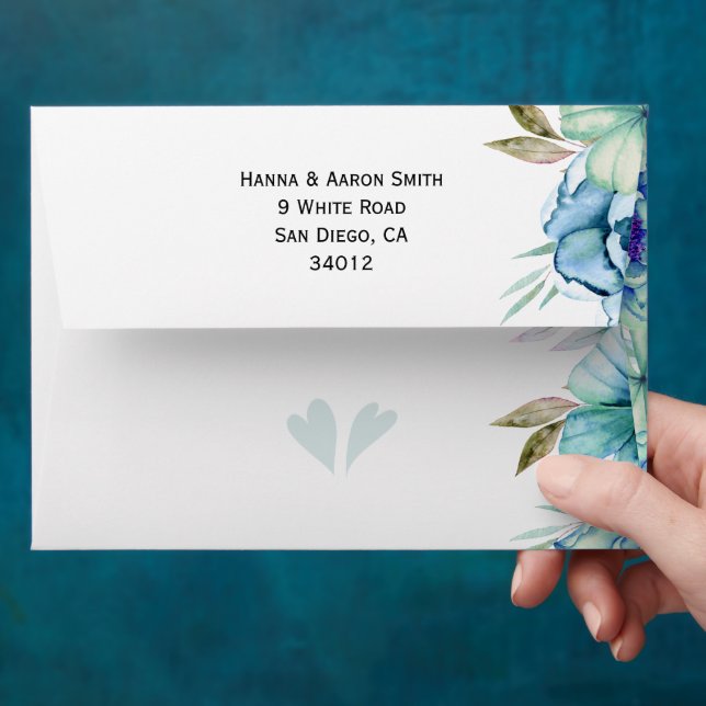 Enveloppe Mariage de la guirlande bleu et vert menthe (Hand)