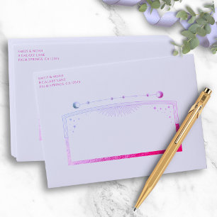 Enveloppe Mariage de la Lavande rose de la Lune soleil étoil