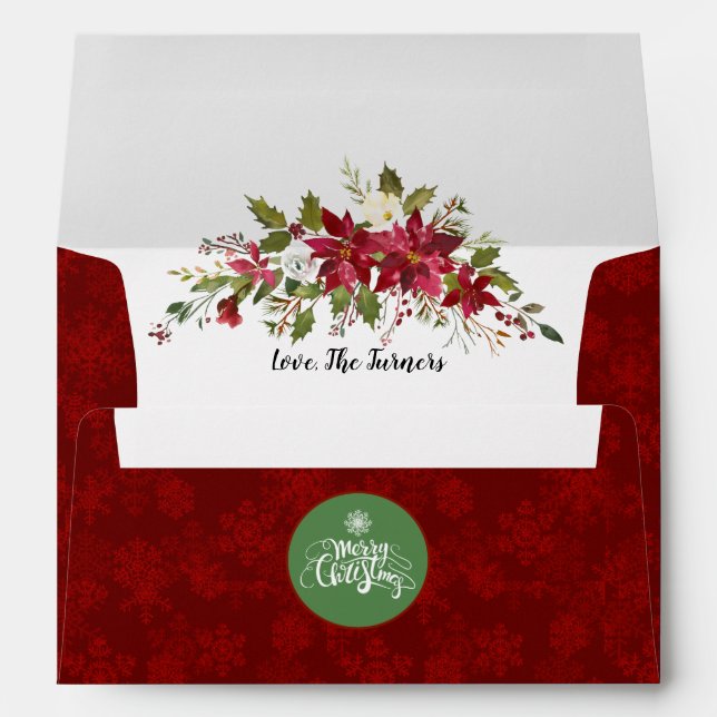 Enveloppe Mariage de la Parties scintillant rouge de Poinset (Dos (Bas))