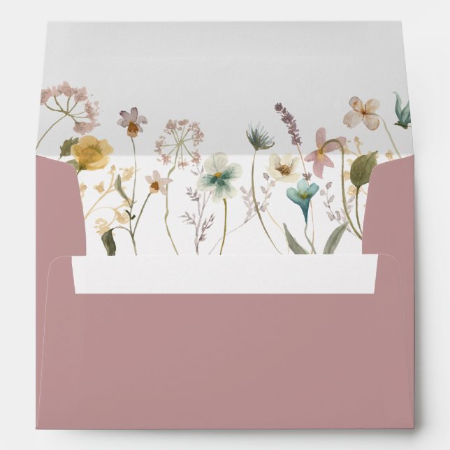 Enveloppe Mariage de l'adresse de retour Pink Spring Pressé  (Dos (Bas))