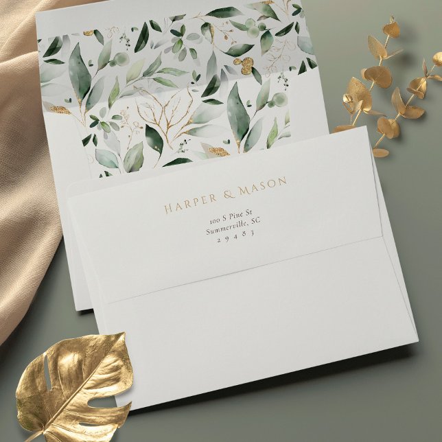 Enveloppe Mariage de l'aquarelle botanique de char (Créateur téléchargé)