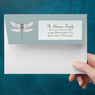 Enveloppe Mariage de libellules turquoise