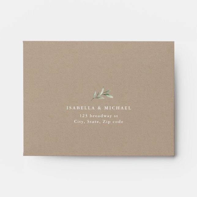 Enveloppe Mariage de ligne de bois rustique Kraft RSVP (Devant)