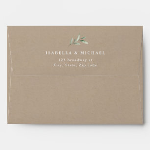 Enveloppe Mariage de ligne de verdure rustique Kraft
