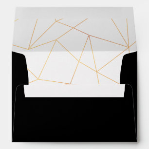 Enveloppe Mariage de lignes géométriques Noir et Or