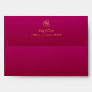 Enveloppe Mariage de luxe Bourgogne & Or
