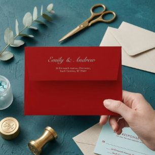 Enveloppe Mariage de Luxe Bourgogne Rouge Foncé