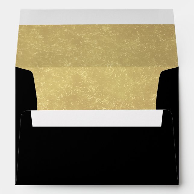 Enveloppe Mariage de luxe de noir d'or de Faux (Dos (Bas))