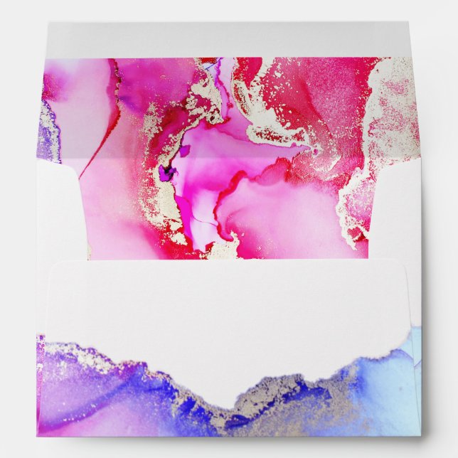 Enveloppe Mariage de luxe en bijou rose (Dos (Bas))