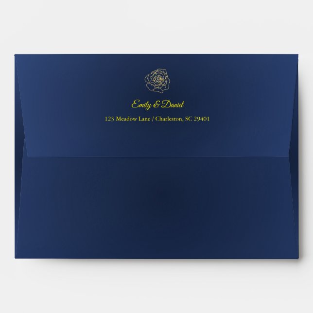 Enveloppe Mariage de luxe Marine & Gold (Dos (Haut rabat))
