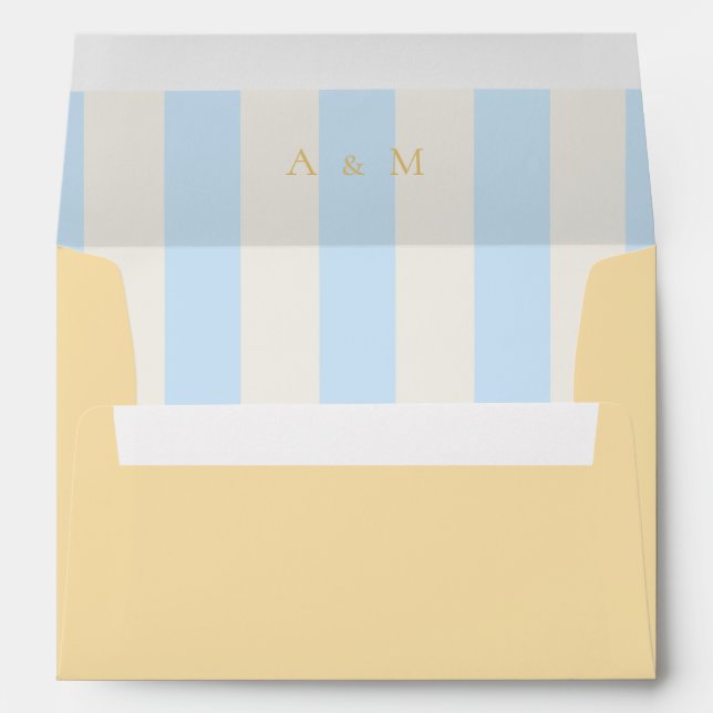 Enveloppe Mariage de monogramme bleu et jaune (Dos (Bas))