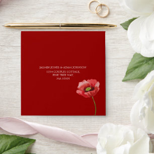 Enveloppe Mariage de monogramme de fleurs de pavot rouge Cri