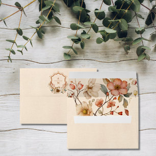 Enveloppe Mariage de monogramme Floral Western Crest