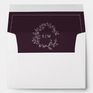 Enveloppe Mariage de monogramme moderne Plum violet poitrine