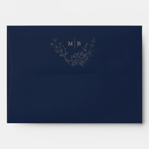 Enveloppe Mariage de monogramme or de la marine