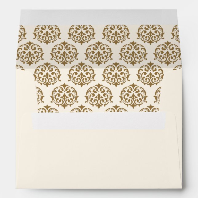 Enveloppe Mariage de motif crème et or Damas (Dos (Bas))