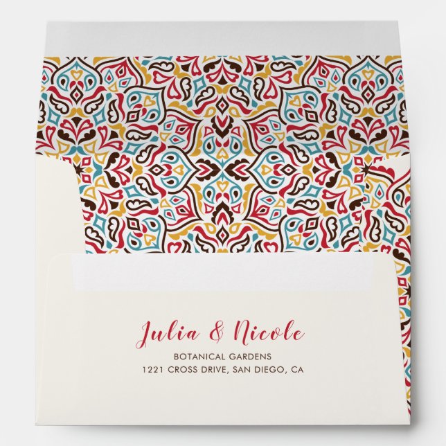 Enveloppe Mariage de Motif de mandala géométrique classique (Dos (Bas))