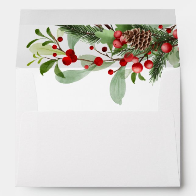 Enveloppe Mariage de Noël aux baies rouges d'hiver (Dos (Bas))