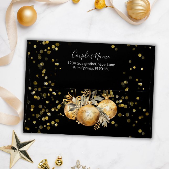 Enveloppe Mariage de Noël Noir Or (Créateur téléchargé)