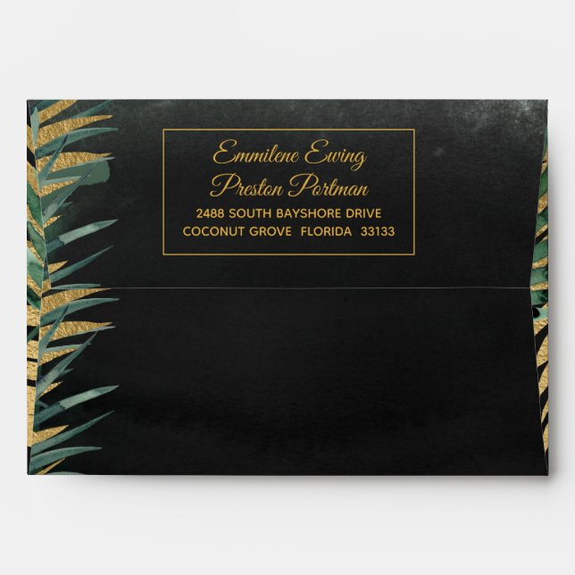 Enveloppe Mariage de palme tropical 5 x 7 pouces (Dos (Haut rabat))