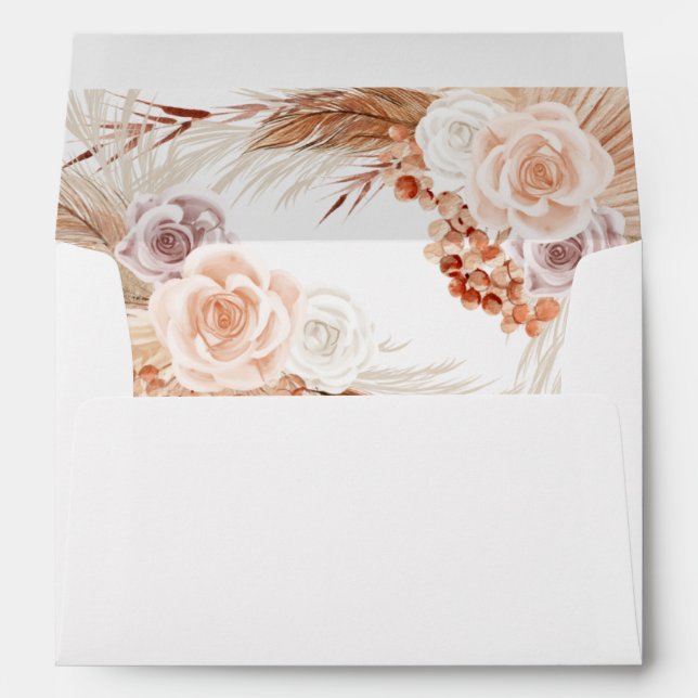 Enveloppe Mariage de Pampas Rose en terre cuite Boho (Dos (Bas))