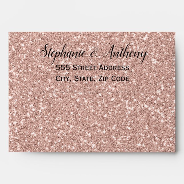 Enveloppe Mariage de Parties scintillant d'or Rose Faux (Dos (Haut rabat))