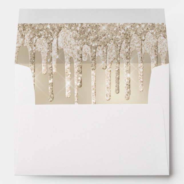 Enveloppe mariage de parties scintillant élégantes à goutte  (Dos (Bas))