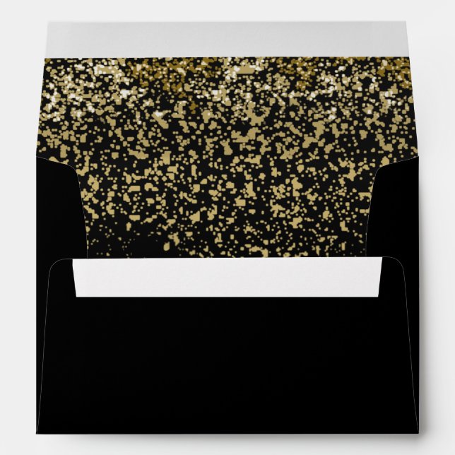 Enveloppe Mariage de Parties scintillant moderne Black et Fa (Dos (Bas))