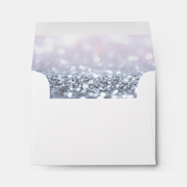 Enveloppe Mariage de Parties scintillant moderne Silver Purp (Dos (Bas))